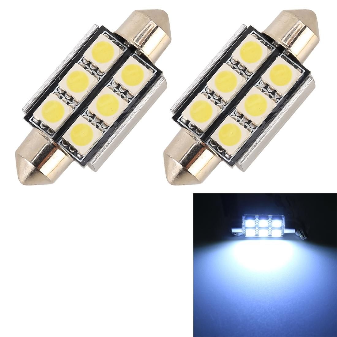 10 PCS 39mm DC12V / 2W / 7000K / 80LM 6LEDs SMD-5050 Car Reading Lamp (White Light)