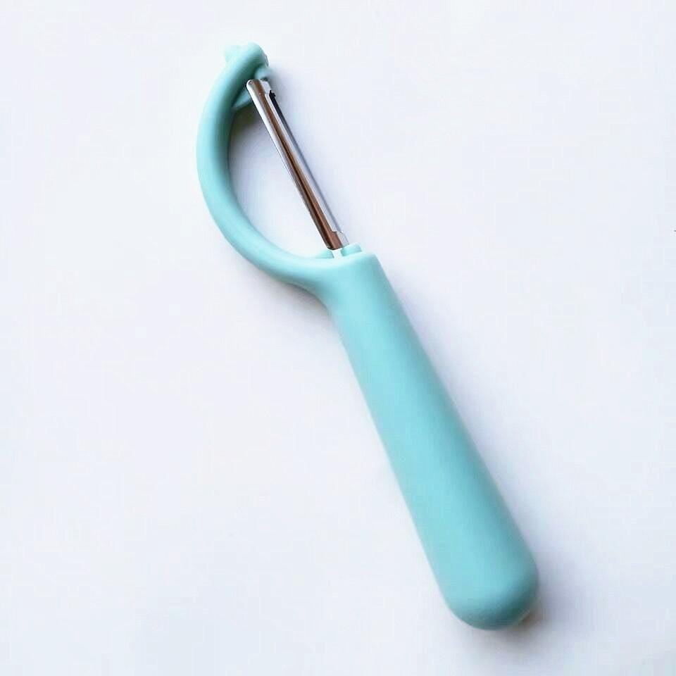 4 PCS Stainless Steel Round Handle Peeler Sugar Cane Scraper  Fruit Plane (Blue)