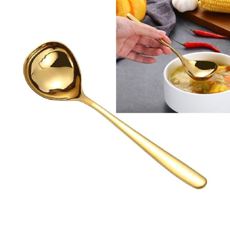 3 PCS Stainless Steel Sauce Spoon Creative Big Head Long Handle Spoon, Color:Gold
