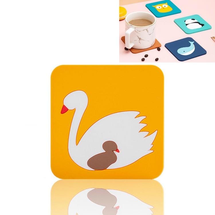 10 PCS Anti-scald and Heat-resistant Placemats Home Waterproof and Oil-proof Table Mats Silicone Coasters, Size:Small, Style:Swan