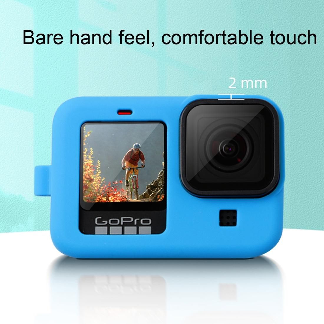 For GoPro HERO9 Black Silicone Protective Case Cover with Wrist Strap & Lens Cover (Black)
