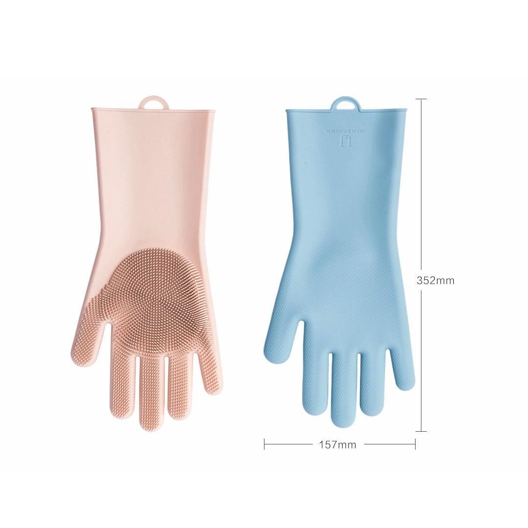 Original Xiaomi Youpin jordan&judy Multipurpose Silicone Gloves Heat-proof Anti-abrasive Housework Kitchen Cleaning Gloves (Apricot)