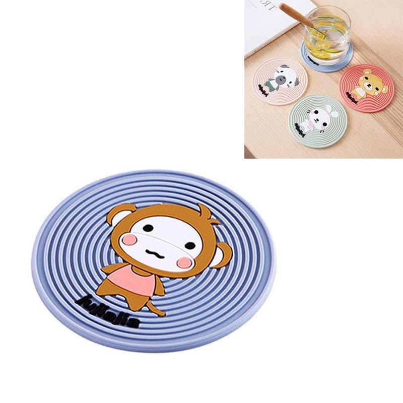 2 PCS Cartoon Animal Pattern Silicone Insulation Pad Placemat Home Anti-scalding Casserole High Temperature Potholder Heat-resistant Coaster, Size:L (Green)