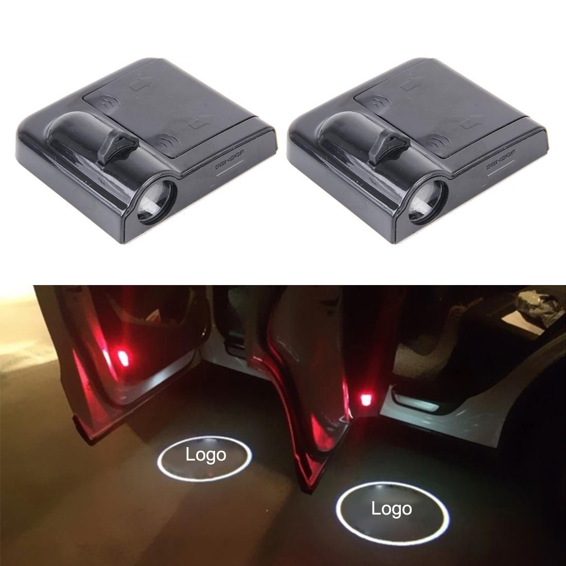 2 PCS LED Ghost Shadow Light, Car Door LED Laser Welcome Decorative Light, Display Logo for KIA K2 Car Brand (Black)