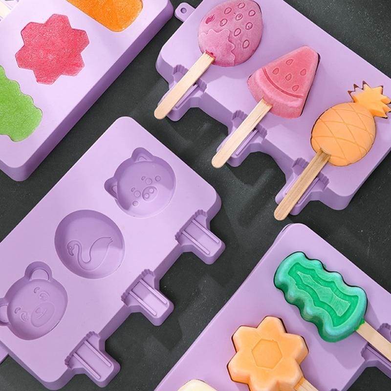 Homemade Children Cute Silicone Cartoon Popsicle Ice Cream Mould, Style:Small Sakura