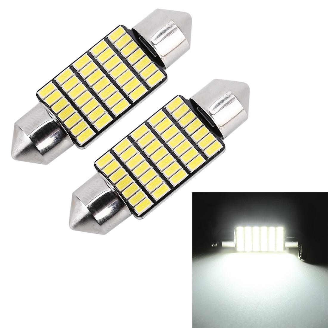 2 PCS 36mm DC12V / 1.2W / 6000K / 80LM 33LEDs SMD-3014 Car License Plate Light / Dome Light, with Decoder