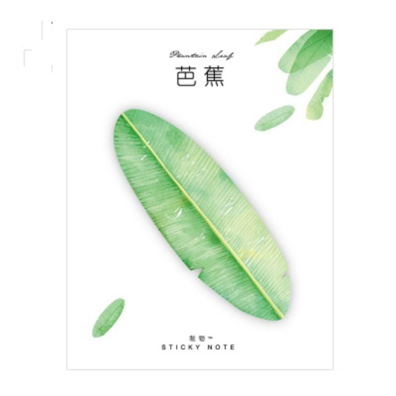 2 Sets Natural Plant Leaf Sticky Note Memo Pad Office Planner Sticker Paper ( Banana)