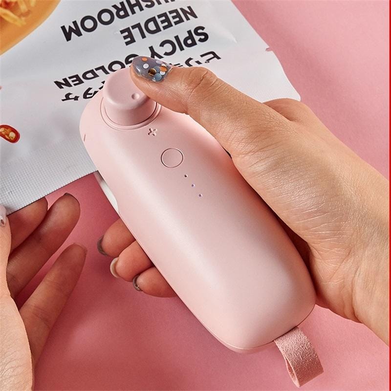 USB Charging Portable Heating Plastic Bag Household Mini Sealing Machine (Pink)