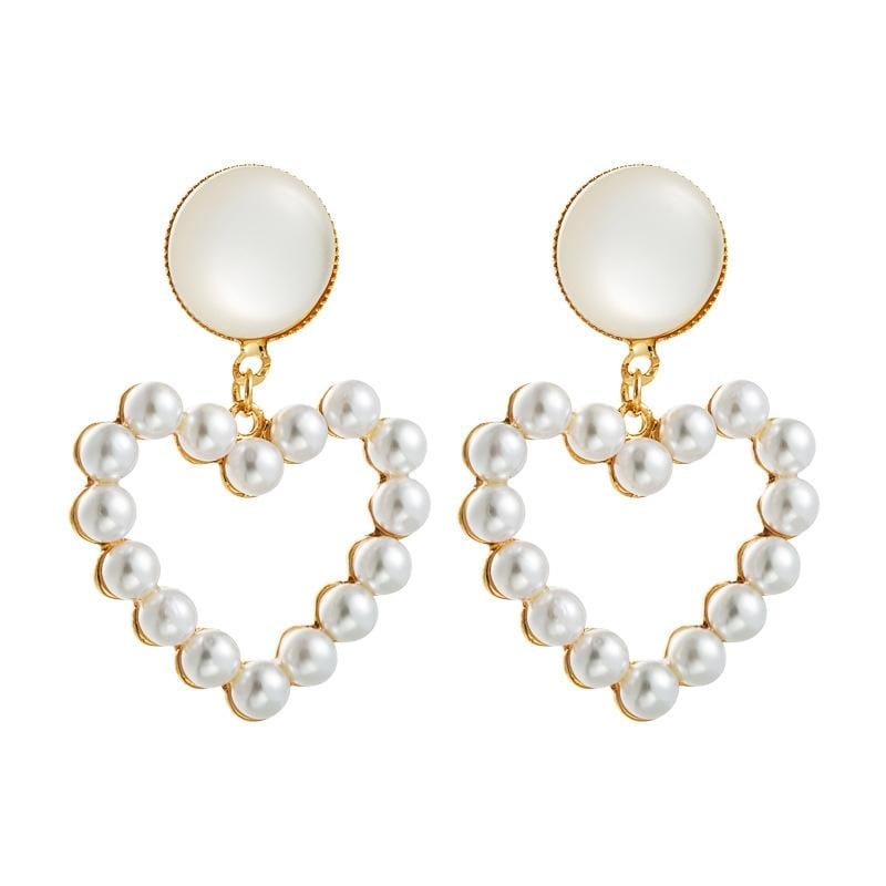 3 Pairs  S925 Silver Needle Earrings Female Super Fairy Temperament All-match Pearl Heart Earrings