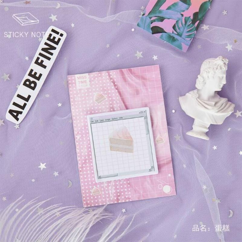 4 PCS Steam Wave Series Stickers Creative Fresh Message Notes N Times Posted Notes (Cake)