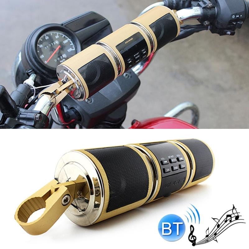 MT487 12V Multi-functional Waterproof Motorcycle Bluetooth Modified Audio Amplifier, Support FM & Wired Control (Gold)