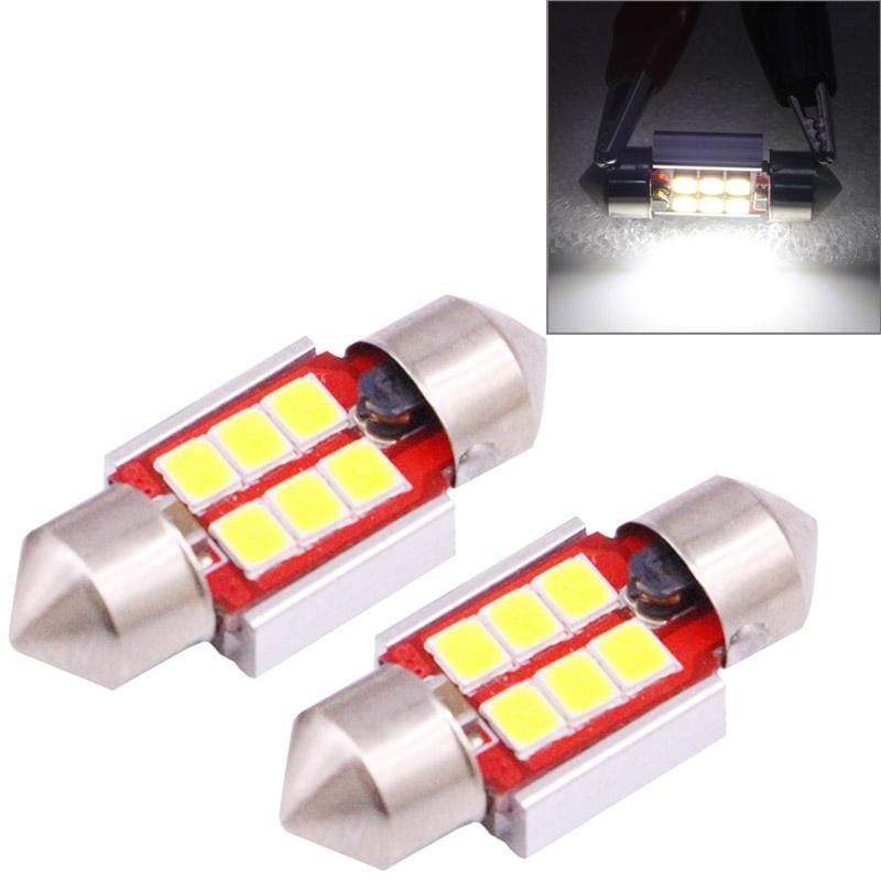 2 PCS 31mm 2.5W 180LM White Light 6 LED SMD 2835 CANBUS License Plate Reading Lights Car Light Bulb