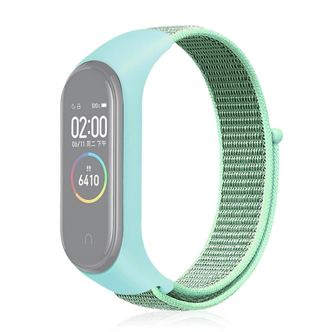 Smart Watch Nylon Woven Wrist Strap Watchband for Xiaomi Mi Band 3 / 4 (Mint Green)