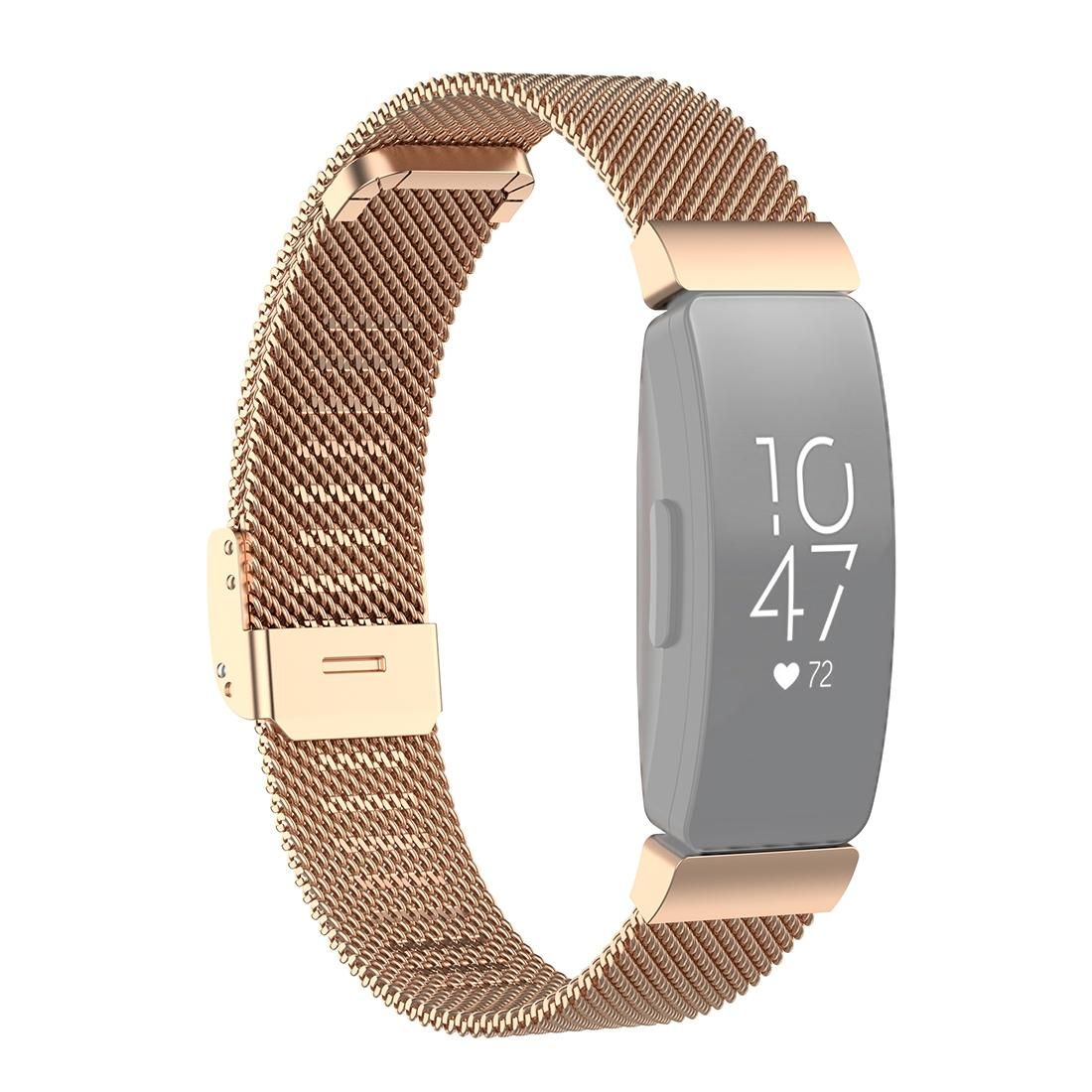 Stainless Steel Metal Mesh Wrist Strap Watch Band for Fitbit Inspire / Inspire HR / Ace 2, Size: S (Rose Gold)