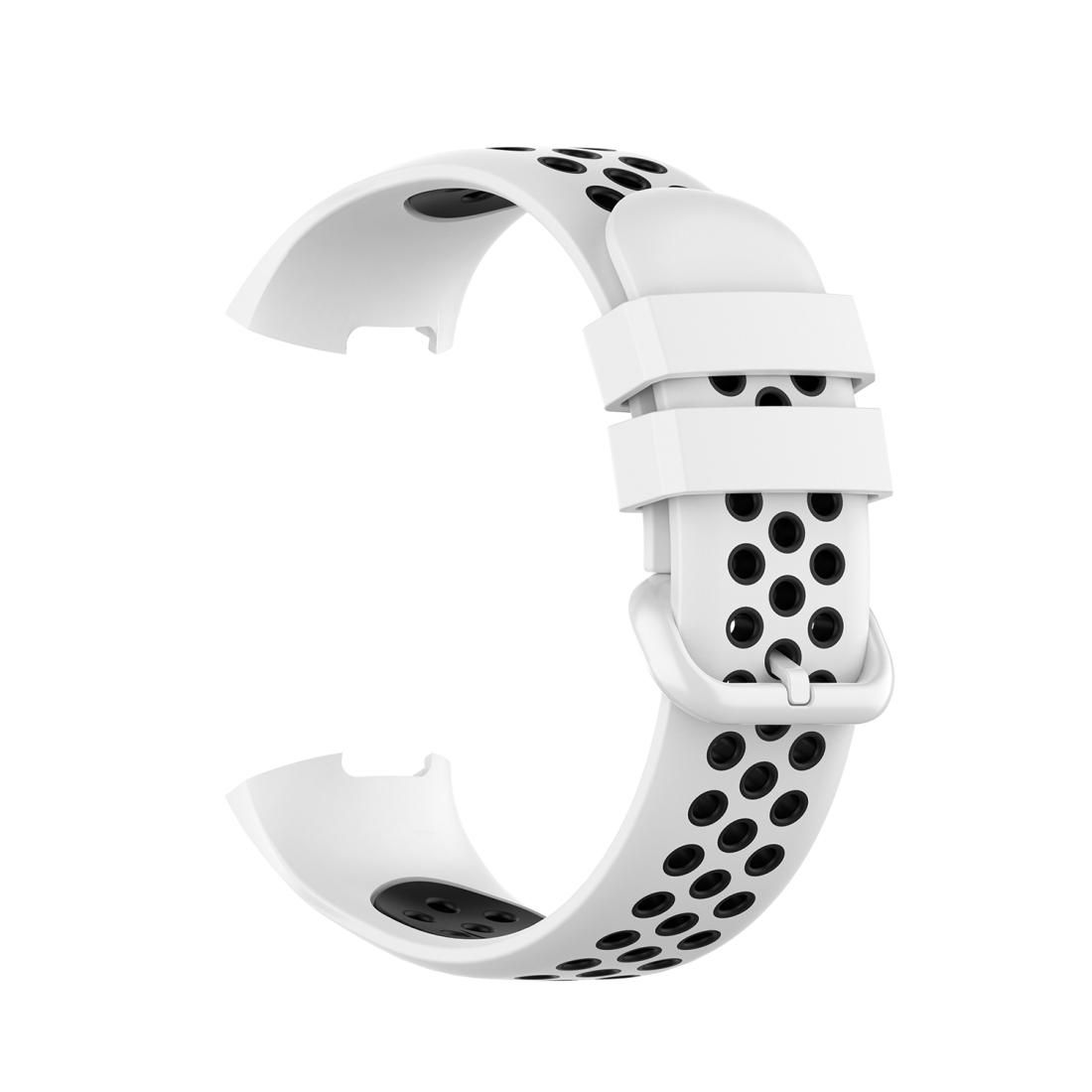 For Fitbit Charge 4 / Charge 3 / Charge 3 SE Watch Button Two Colors Silicone Replacement Strap Watchband (Black Blue)