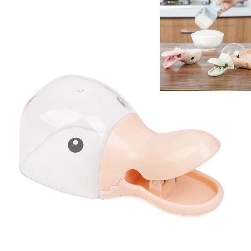 Kitchen Multifunctional Duck Head Shape Plastic Rice Shovel Sealing Clip Household Cute Cartoon Mini Water Scoop (Beige)