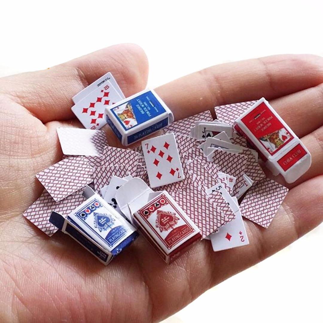 1:12 DIY Cute Dollhouse Poker Playing Cards Style Random Mini Poker Doll Accessories