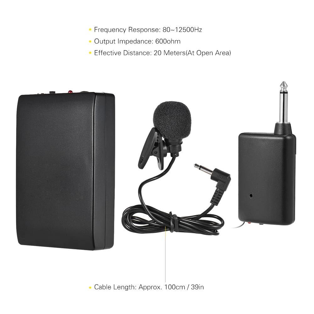 Mini Wireless Clip-on FM Microphone Lavalier Mic System