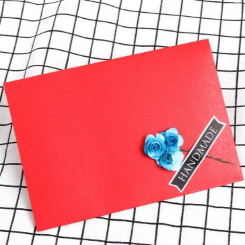 3 PCS Pearl Paper Envelope Creative DIY Invitation Letter Love Letter Postcard 6 Inch Photo Storage Folder (Big Red Blue Rose)