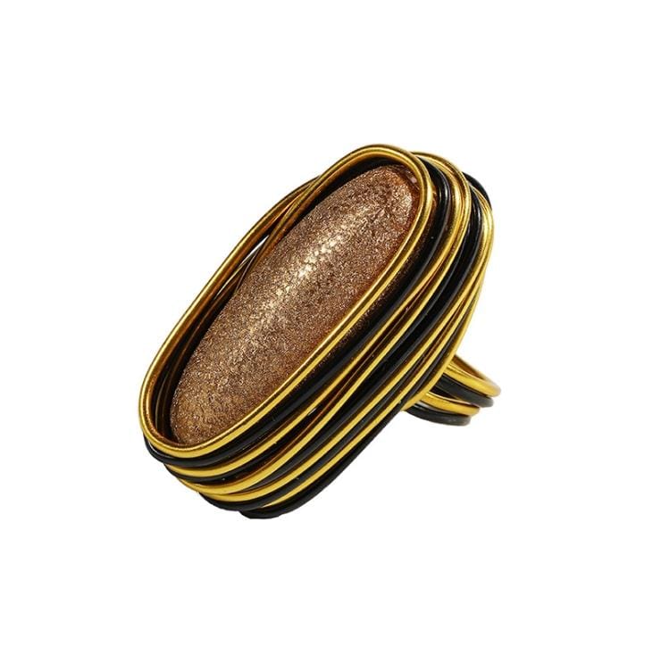 Boho Style Handmade Champagne Crystal Rings  Women Fashion Jewelry Wire Helical Wound Beads Finger Ring, Ring Size:9 (Style6)