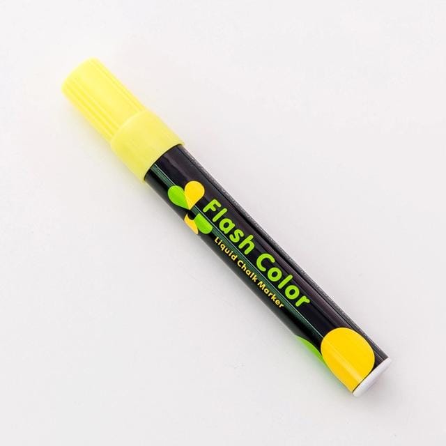 2 PCS Cute Candy Highlighter Fluorescent Liquid Chalk Marker Neon Pen LED Writing Board For Painting Graffiti Office Supply (Yellow)