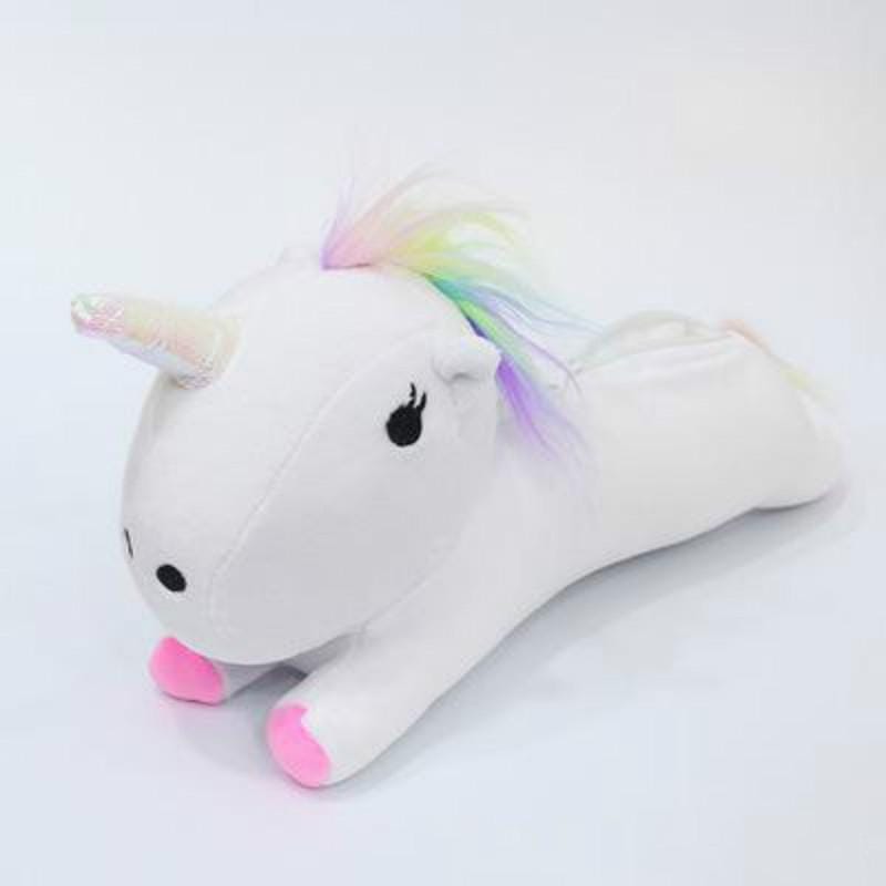 Cute Cartoon Unicorn Shape Plush Student Tool Pen Bag (White)