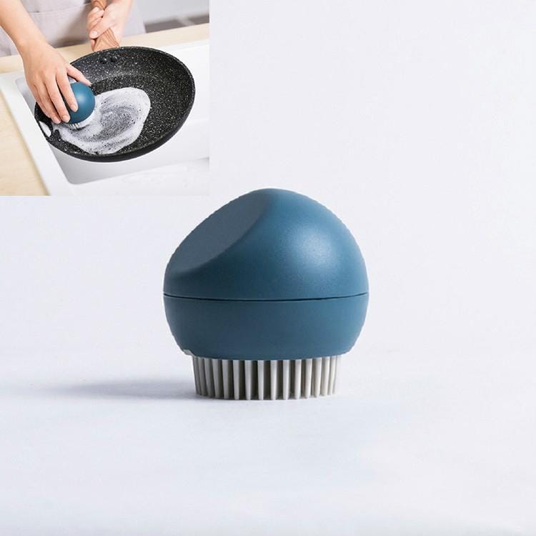 Spherical Stand Pot Brush Kitchen Silicone Cleaning Brush Household Decontamination Brush (Sunny Blue)
