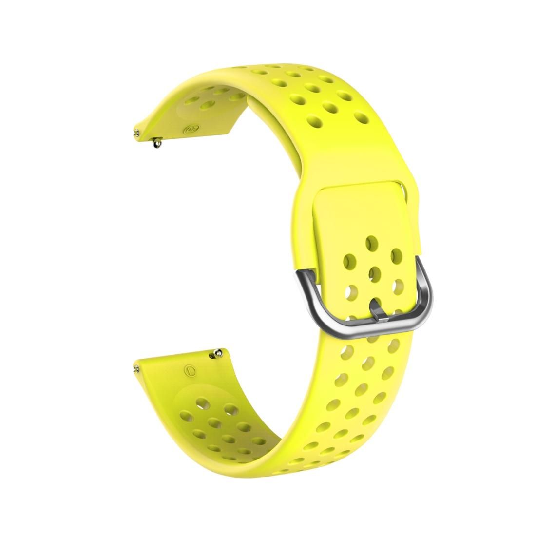 20mm For Huami Amazfit GTS / Samsung Galaxy Watch Active 2 / Huawei Watch GT2 42MM Breathable Porous Strap with Inner Buckle (Yellow)