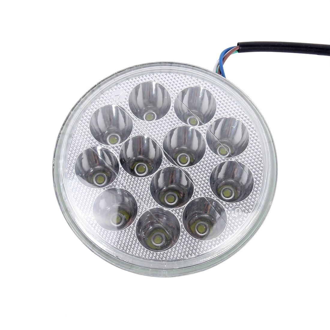 24W 12 LED Circular Motorcycle Headlight Lamp with Angle Eye, DC 8-36V