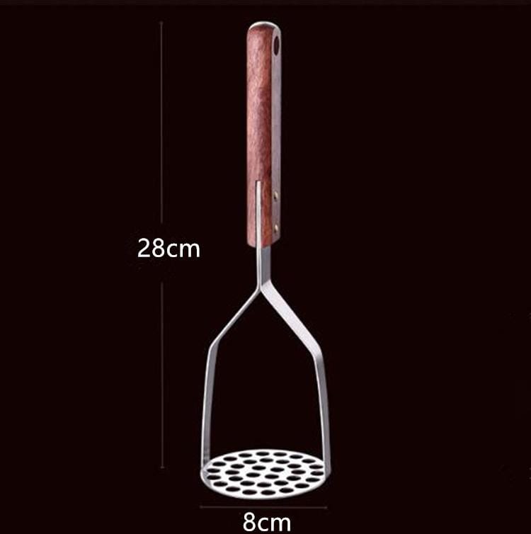 Household Mesh Round Sweet Potato Masher Stainless Steel Potato Press Baby Food Supplement Kitchen Tools (Wooden Handle Potato Press)