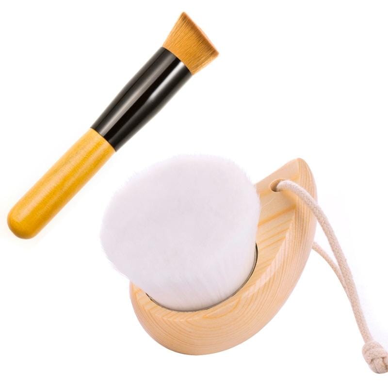 1 x Cosmetic Makeup Face Powder Foundation Brush & 1 x Middle Comma Shaped Facial Cleansing Brush
