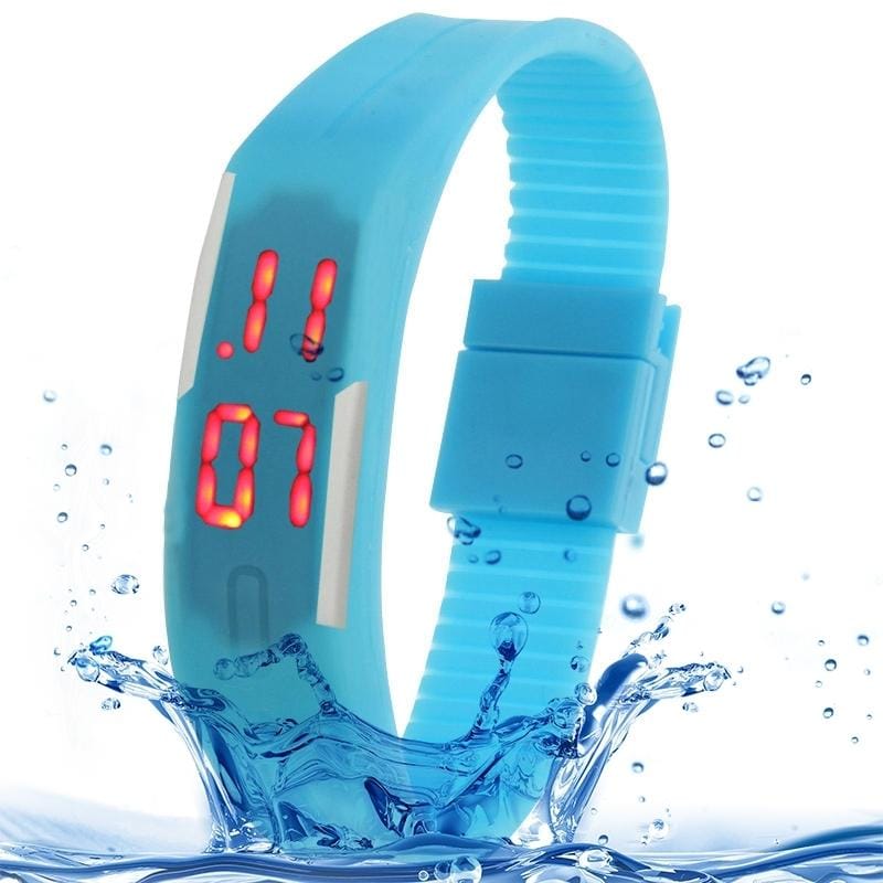 Fashion Waterproof Silicone Bracelet Watch with LED Display (Blue)