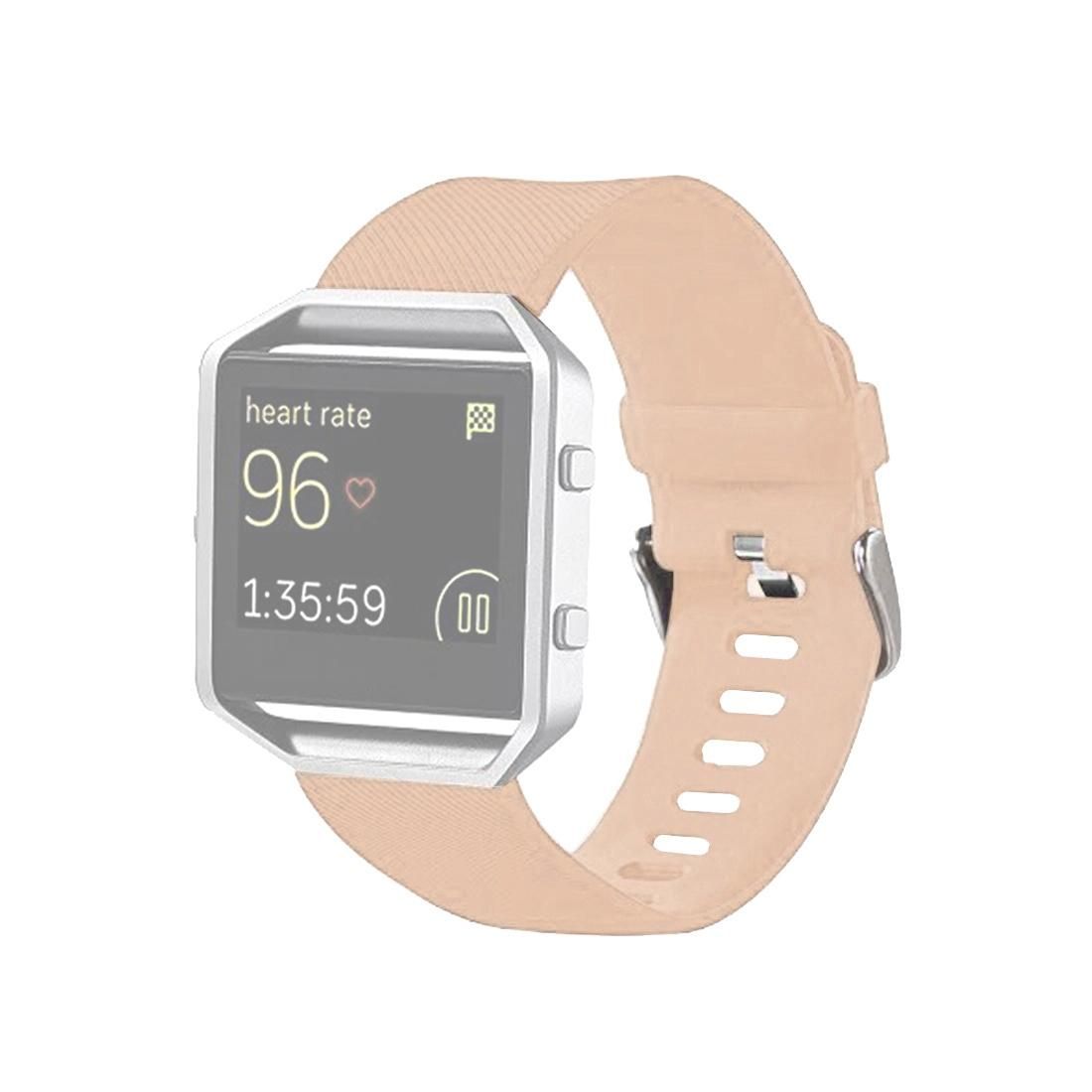 For Fitbit Blaze Watch Oblique Texture Silicone Watchband, Small Size, Length: 14-17cm (Beige)
