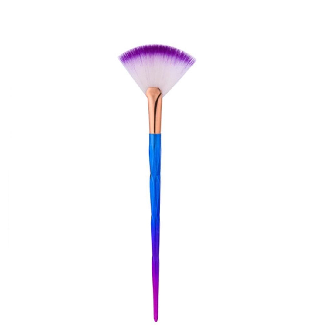 Diamond Texture Wooden Handle Powder Foundation Cosmetic Makeup Fan-shaped Brush Tool