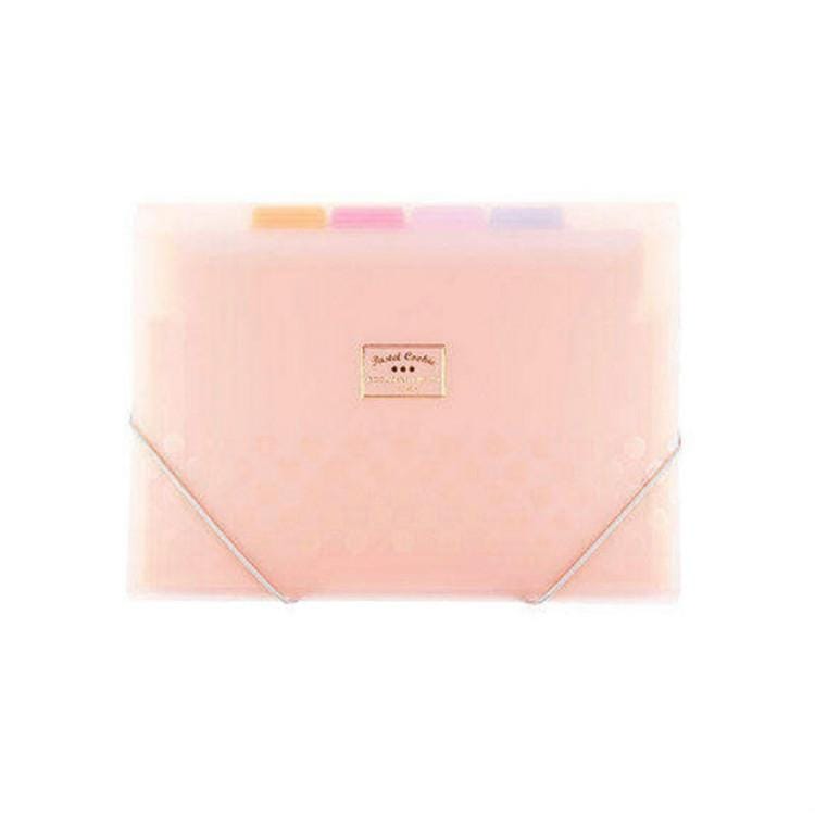Organ Bag Test Paper Folder Vertical Multi-layer Transparent Student Storage Fle Bag (Pink)