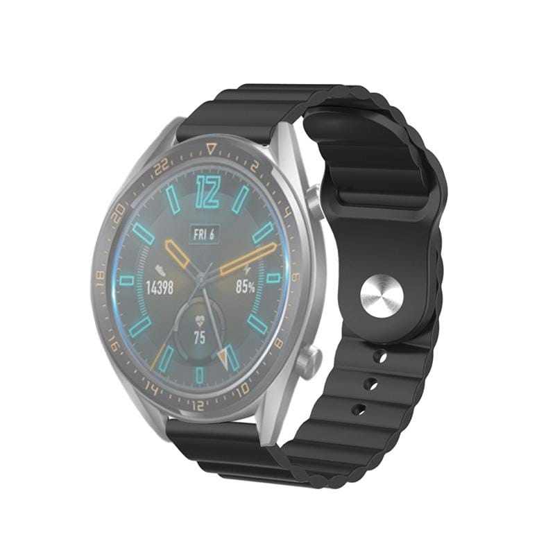 22mm For Huawei Watch GT2e / GT2 46mm Reverse Buckle Wave Silicone Strap (Brown)