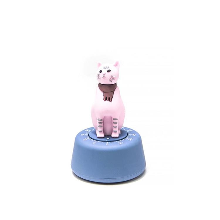 Cartoon Cat Shape Countdown Timer Student Learning Time Manager Kitchen Timer Mechanical Reminder (Royal Blue)