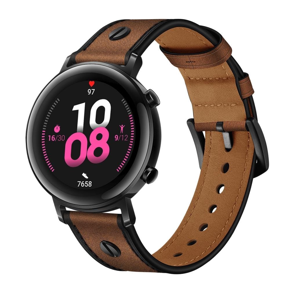 22mm For Huawei Watch GT2e / GT2 46mm Strap Leather Strap (Red brown crazy horse)