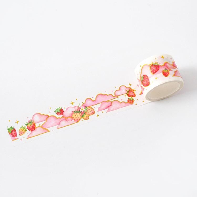 Bronzing Paper Tape Cute Strawberry Series Handbook Diary DIY Decorative Tape (Cloud)