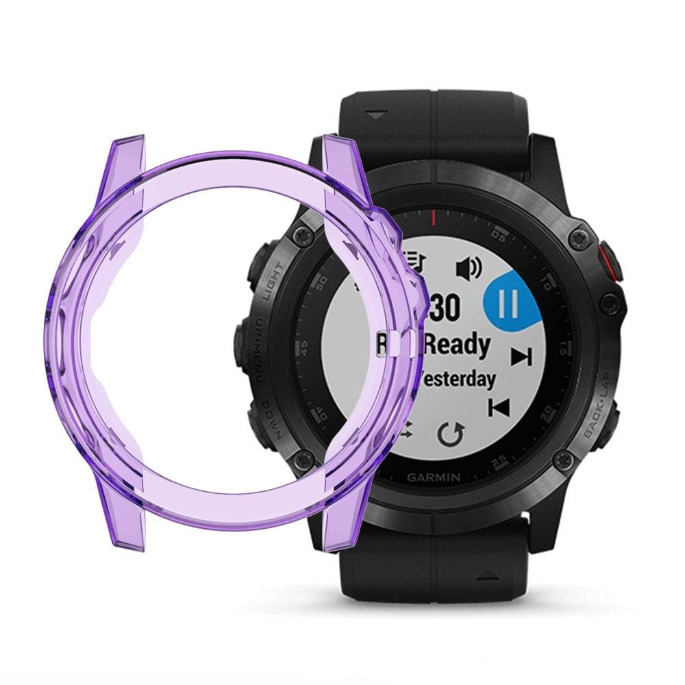 Suitable for Garmin Fenix 5 & 5 Plus transparent TPU Silica Gel Watch Case (Transparent purple)