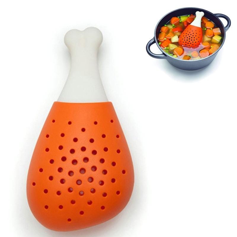 2 PCS Silicone Cartoon Dog Bone Chicken Leg Condiment Filter Bag Soup Filter