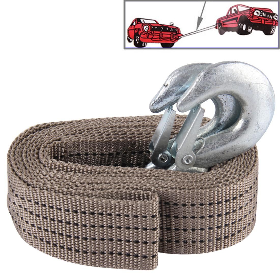 ZONGYUAN 3m�4cm 3 Ton Car Towing Rope Straps with Two Hooks High Strength Cable Cord Heavy Duty Recovery Securing Accessories for Cars Trucks (Grey)