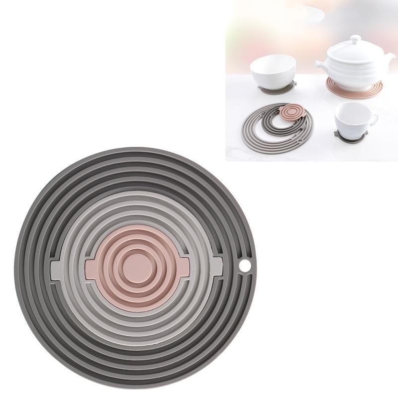 3 in 1 Round Silicone Heat Insulation Pad High Temperature Resistant Multifunctional Tableware Pad Combination Pot Pad Coaster (F3)