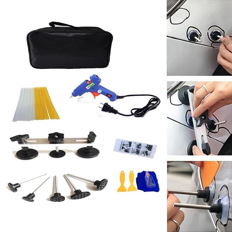 22 PCS Auto Car Body Dent Repair Tools Pulling Bridge Dent Removal Lifter Puller, with 20W Glue Gun, US Plug or EU Plug