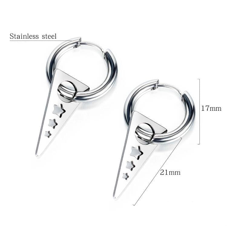 5 Pairs OPK 604 Street Men Earrings Classic Five-pointed Star Triangle Earrings