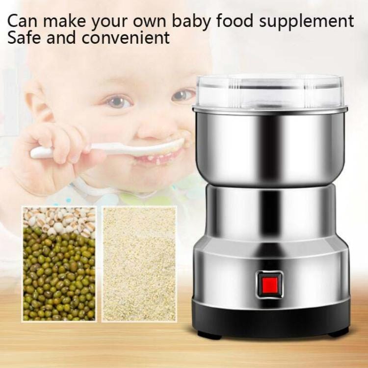 Daisheng Medicinal Material Grinder Powder Machine Household Small Stainless Steel Grinder, Specification:EU Plug (4 Leaf Blade)