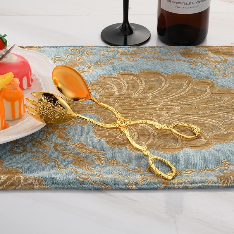 Retro Zinc Alloy Cutlery Cake Fruit Dessert Salad Clip (Round Head Gold Clip)