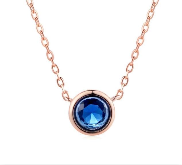 Simple Style Cubic Zirconia Necklaces Pendants Fashion Jewelry Women Chain Accessiories (Blue)