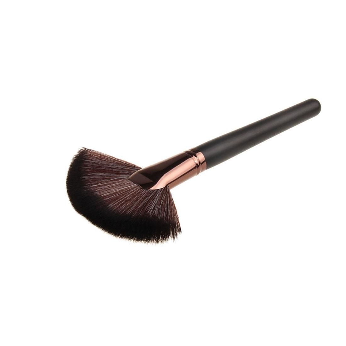 Wooden Handle Powder Foundation Cosmetic Makeup Fan-shaped Brush Tool