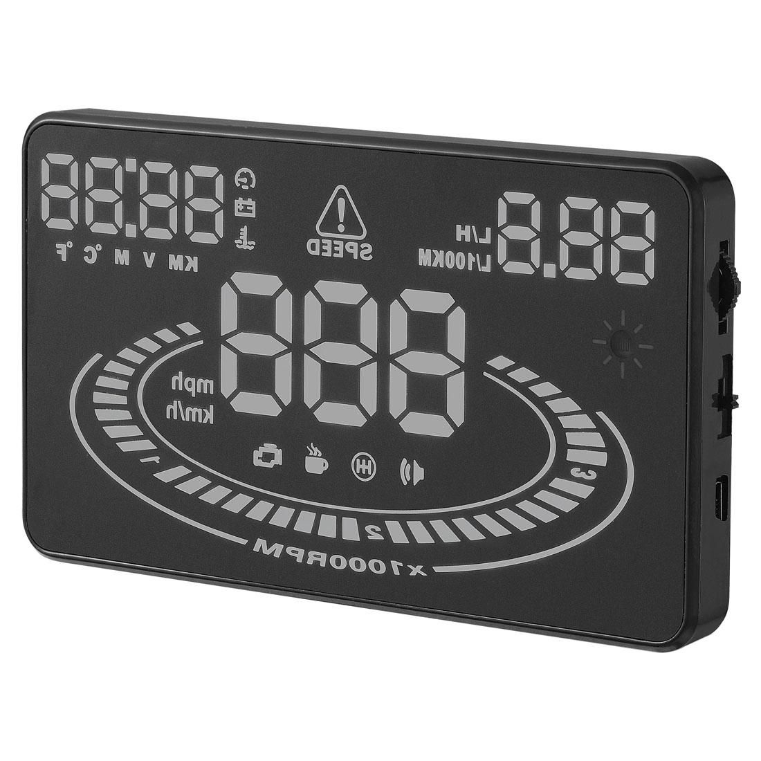 E300 5.5 inch Car OBDII / EUOBD HUD Vehicle-mounted Head Up Display Security System, Support Speed & Fuel Consumption, Overspeed Alarm,  Fuel Consumption, Water Temperature, etc. (Black)